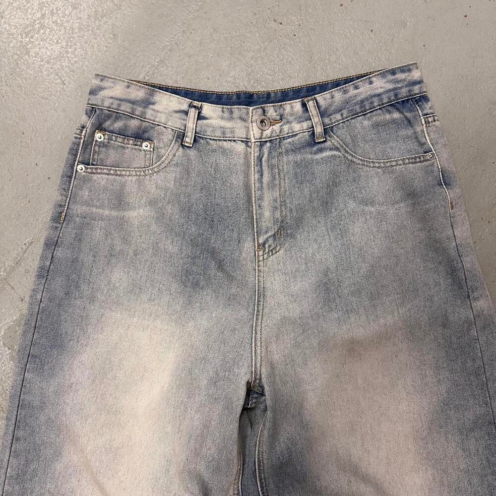 BLEACH WASH WIDE LEG BAGGY DENIM 30 WAIST - Picture 4 of 6